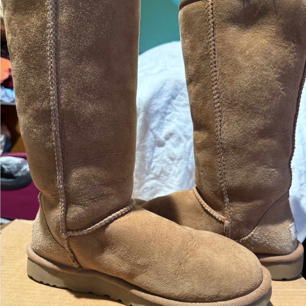 Tan Suede Tall Boots